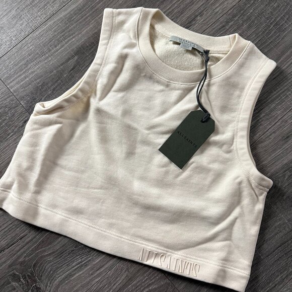 All Saints Tops - NWT Allsaints Lila Crop Sweatshirt Cream White Tank Top Women Size 00